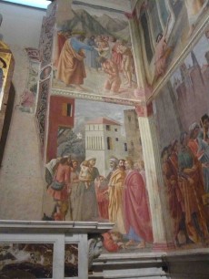 Part of Massaccio's fresco sequence for the Brancacci Chapel, Sta Maria del Carmine, Florence. Image not in book