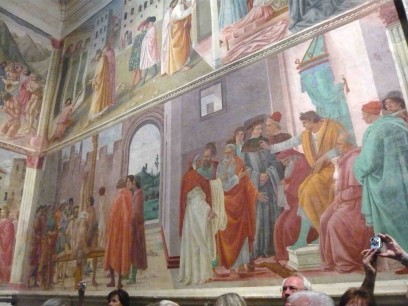 Part of Massaccio's fresco sequence for the Brancacci Chapel, Sta Maria del Carmine, Florence. Image not in book