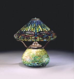 Dragonfly table lamp, c.1910 (leaded glass & mosaic), Tiffany & Co. / Private Collection / Photo © Christie's Images / The Bridgeman Art Library