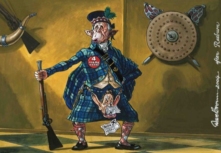 Dave Brown after Henry Raeburn, Rogues Gallery: MacDubya of Glenballot, cartoon, published in The Independent, London, 23 October 2004