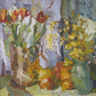 Cyril Mann, Tulips and Mimosa, 1973