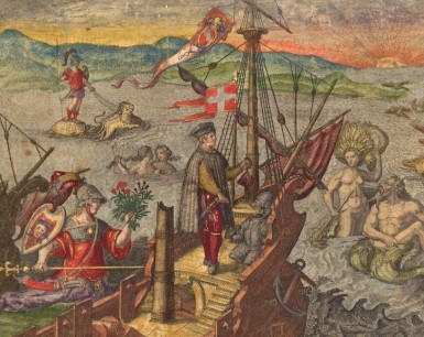 Christopher Columbus, from an illustration in Grand Voyages (1590–6) by Theodor de Bry. Courtesy New York Public Library