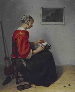 Caspar Netscher, The Lace Maker (1662), one of the works that inspired the art work created for Journeys East