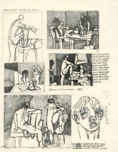 Keith Vaughan, Studies for Painting (pencil, 1949; proof page for Journal and Drawings: 1939–1965, p.115) Aberystwyth University Collection