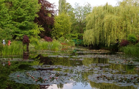Monet's garden at Giverny as it is today, with the Japanese bridge in the distance