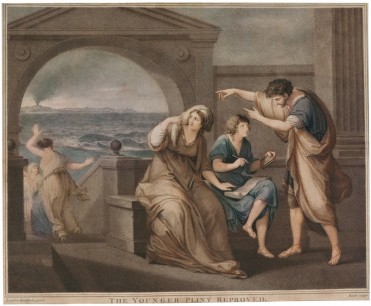 Angelica Kauffman Pliny the Younger and his mother at Misenum (1785), engraving after the original in the Lady Lever Art Gallery, Port Sunlight