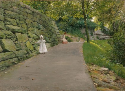 William Merritt Chase, In the Park – A By-path, c. 1889. Oil on canvas, 35.5 x 49 cm. Carmen Thyssen-Bornemisza Collection, on loan at the Museo Thyssen-Bornemisza, Madrid, CTB. 1979.15 © Carmen Thyssen-Bornemisza Collection