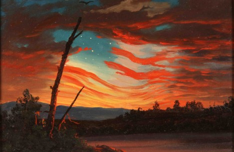 Frederic Edwin Church, Our Banner in the Sky, 1861, oil on paper, Collection of Fred Keeler