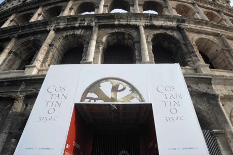 Entrance to the exhibition 'Costantino 313 d.C'. Immagini della vernice della mostra 'Costantino 313 d.C.' in corso al Colosseo fino al 15 settembre 2013. Photo: Giovanni Currado (AGR Press)