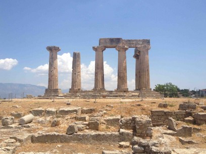 The few remaining Doric columns of the Temple of Apollo at Corinth are still imposing. Photo: Stephen Kingsley