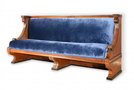 Sofa (1930), wood and velvet, 225x107x73 cm. Designer: Karo Alabyan. Part of a set of furniture made specially for the Red Army Theatre in Moscow. Courtesy Heritage International Art Gallery