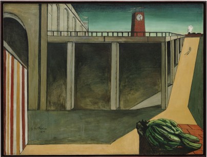 Giorgio de Chirico, La Gare Montparnasse, early 1914, oil on canvas, 140x184.5cm, Museum of Modern Art, New York, Gift of J. Thrall Soby ©2014 Artists Rights Society, New York/SIAE, Rome. Digital Image ©Museum of Modern Art/Licensed by SCALA /Art Resource