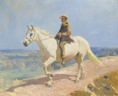 Alfred Munnings, ‘Shrimp on a White Welsh pony’, c 1910 © The Estate of  Sir Alfred Munnings