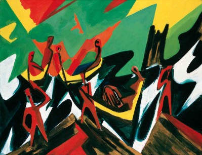 Ernst Wilhelm Nay, Fischer in der Brandung, 1937. Oil on canvas. 100 x 130 cm. Nationalgalerie, Berlin. © E. Nay-Scheibler, Cologne.