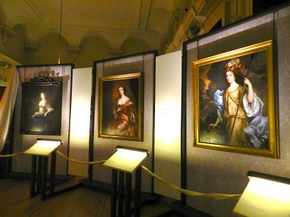 The Wild, the Beautiful and the Damned’, Queen’s State Apartments, Hampton Court Palace Room 1: Vice and Virtue L-R: Margaret Blagge, c.1670, artist unknown        Elizabeth Hamilton as St Catherine, c.1663, Peter Lely        Barbara Villiers, Duchess of