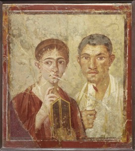 E. Wall painting of the baker Terentius Neo and his wife. From the House of Terentius Neo, Pompeii. AD 50 to 79. © Soprintendenza Speciale per i Beni Archeologici di Napoli e Pompei/Trustees of the British Museum