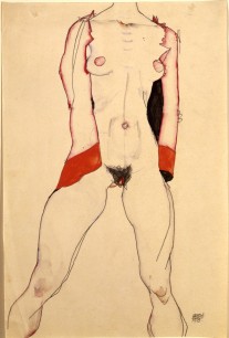 Egon Schiele, Standing Woman in Red Jacket