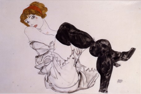 Egon Schiele, Wally Neuzil in Black Stockings, 1912