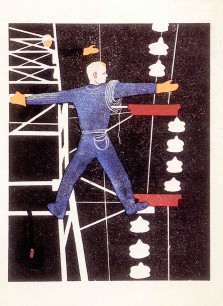 Alexander Deineka, cover and illustrations for The Electrician by B. Uralsky, 1930