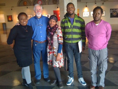 The opening of South Africa: Artists, Prints, Community, Twenty-Five Years at the Caversham Press, 9 February 2011: Jabulisile Mtheku, Malcolm Christian, Hlengiwe Dlamini, Sbusiso Mvelase  and Colbert Mashile