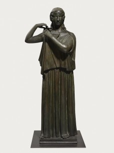 F. Bronze statue of a woman fastening her dress. From the Villa of the Papyrii, Herculaneum, 1st century BC to 1st century AD. © Soprintendenza Speciale per i Beni Archeologici di Napoli e Pompei/Trustees of the British Museum