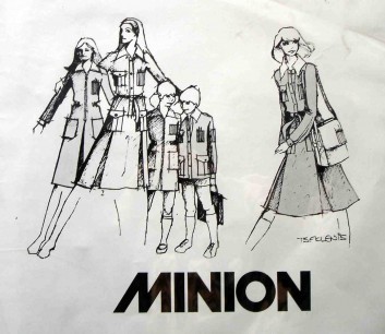 Yannis Tseklenis, sketch of school uniform designs exclusively for the Athens department store, Minion