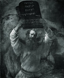 One of many images that inspired immigrant Jewish artists: Rembrandt, Moses with the Tablets of the Law, 1659. Gemäldegalerie, Staatliche Museen, Berlin