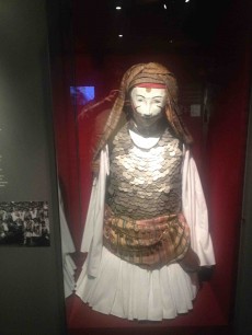 Celebration costume covered in coins which make a noise and help to create a rhythmic sense when dancing. Photo: Stephen Kingsley, courtesy  Museum of Greek Folk Musical Instruments