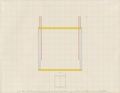 Dan Flavin (1933-1996) (to Barnett Newman to commemorate his simple problem, red, yellow and blue) 1970, 1971 Pen and ink and coloured pencil on graph paper 17 ¼ x 22 ¼ inches (43.8 x 56.5 cm) Collection of Stephen Flavin © 2012 Stephen Flavin / Artists R