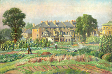 Francis Dodd, Hammersmith Allotments (1929). Courtesy The Garden Museum