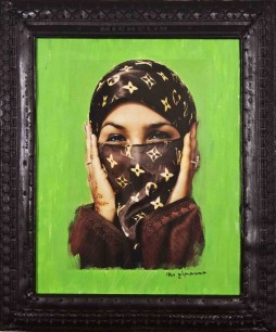 Hassan Hajjaj, Saida in Green (2000). Digital c-print and tyre frame, 65 x 55 cm  © V&A. Art Fund Collection of Middle Eastern Photography at the V&A and the British Museum