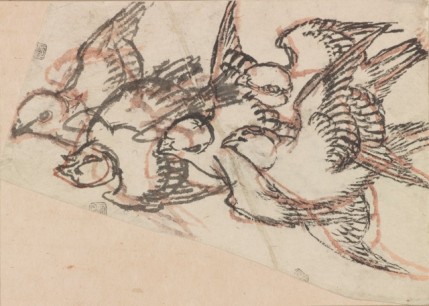 Katsushika Hokusai (1760–1849) Sparrows in Flight Brush and ink 6 x 9 inches (15 x 23 cm) Collection of Stephen Flavin. Photography: Graham S. Haber, 2011