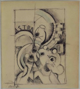 Robert Delaunay, Study for the Cardiff Team, ca. 1913–1923. Colored pencil on paper, 28 x 23.5 cm. AICHI Prefectural Museum, Japan.