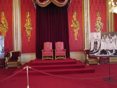 Throne room with photographic displays of the Royal family