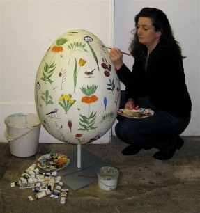 Rebecca Campbell painting 'Spring' for The Big Egg Hunt.