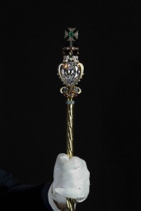 The Sovereign’s Sceptre, containing the largest, flawless cut diamond in the world, is prepared for display in a new exhibition of the Crown Jewels at the Tower of London to celebrate The Queen’s Diamond Jubilee. Royal Collection Trust/© Her Majesty Queen