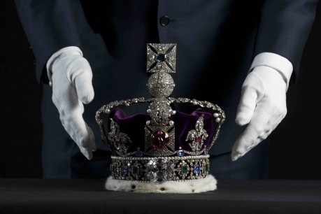 The Imperial State Crown is prepared for display in a new exhibition of the Crown Jewels at the Tower of London to celebrate The Queen’s Diamond Jubilee. Royal Collection Trust/© Her Majesty Queen Elizabeth II 2012