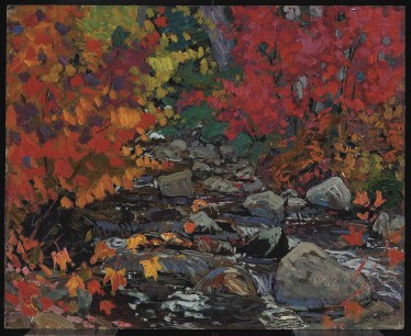 J.E.H. MacDonald, Autumn Leaves, Batchewana Woods, Algoma, c. 1919, Oil on composite woodboard, 21.6 x 26.7 cm, Art Gallery of Ontario