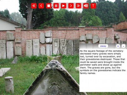 iPad display for The Jewish Cemetery, Venice, Italy,