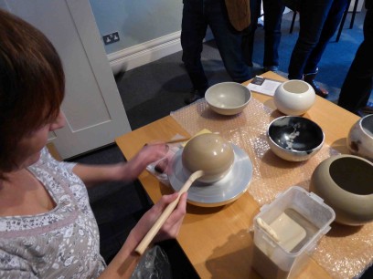 Joanne M. Edwards demonstrating her ceramics process at 'Collect Cumbria'