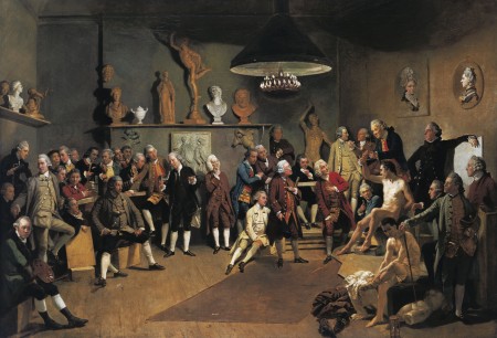 Johan Zoffany  The portraits of the Academicians of the Royal Academy, 1771-2  Oil on canvas  100.1 x 147.5 cm  The Royal Collection