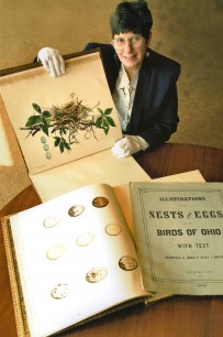 Joy M. Kiser, author of America’s Other Audubon with original copies of Illustrations of the Nests and Eggs of Birds of Ohio