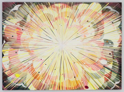 Jules de Balincourt, Power Flower (2010). Oil and acrylic on wood panel