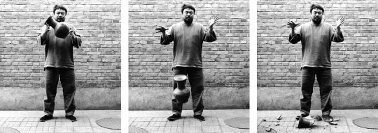 Ai Weiwei, Dropping a Han Dynasty Urn, 1995,  3 black and white prints, each 148x121cm  Courtesy of Ai Weiwei Studio  Image courtesy Ai Weiwei  © Ai Weiwei