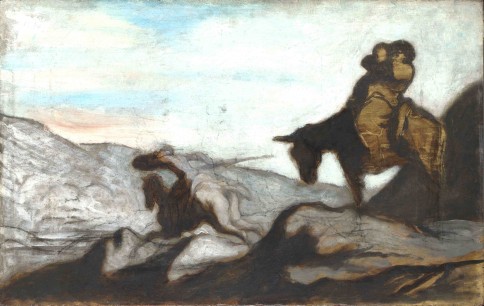 Honoré  Daumier, Don Quixote and Sancho Panza (c.1855), Oil on oak, Oil on oak 40.3x64.1cm. The National Gallery, London. Sir Hugh Lane Bequest, 1917