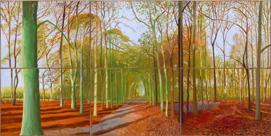 David Hockney Woldgate Woods, 21, 23 and 29 November 2006 Oil on six canvases 182.9 x 365.8 cm overall