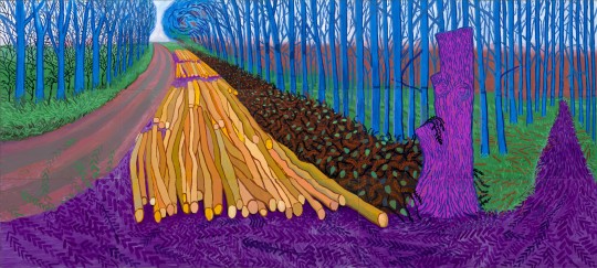 David Hockney Winter Timber, 2009 Oil on fifteen canvases 274.3 x 609.6 cm overall Private collection