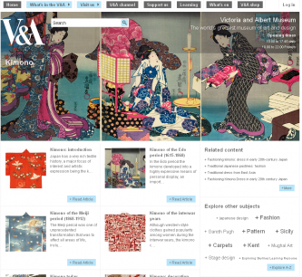 Screenshot from section on Japanese kimono, V&A website