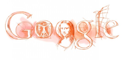 The Leonardo GoogleDoodle. Courtesy and copyright Google