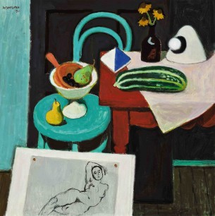 Alberto Morrocco, R.S.A, R.S.W. (1917¬–98), Still Life with Marrow, oil on canvas, 35.3/4 x 35.3/4 in. (91 x 91 cm). Estimate: £20,000-30,000